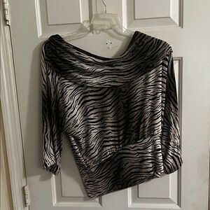 Zebra Print Cowl Neck Top